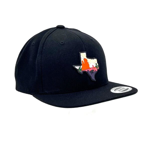 Texas Sunset Cactus Palo Duro Snapback Cap Hat Yupoong Sport-Tek OSFA Black New - Picture 8 of 15